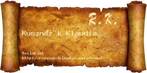 Rusznák Klaudia névjegykártya